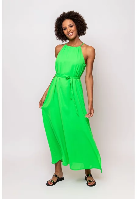 Рокля Velia с презрамка на врата - Светлозелен
