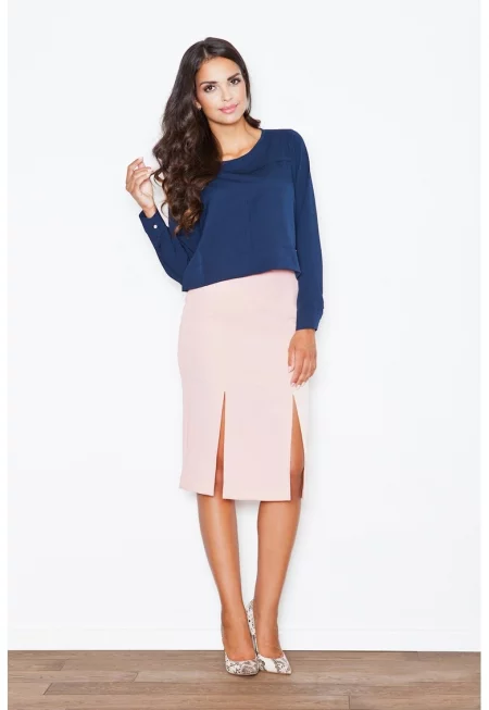 Розова пола тип молив  елегантна - с цепки - полиестер