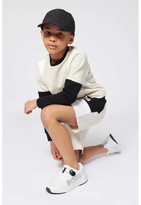 Шорти с памук с регулираща се талия - Бял/Черен/Мръснобял