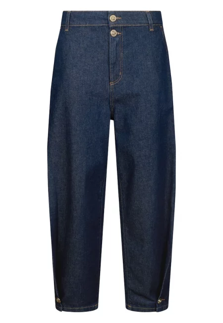 Скъсени дънки с копчета на подгъва - Светлосин