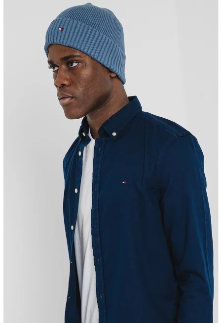 Слим риза от памук - Ултрамарин синьо