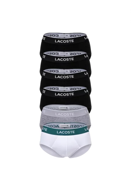 Слипове с лого - 6 чифта - Черен/Сив меланж/Бял