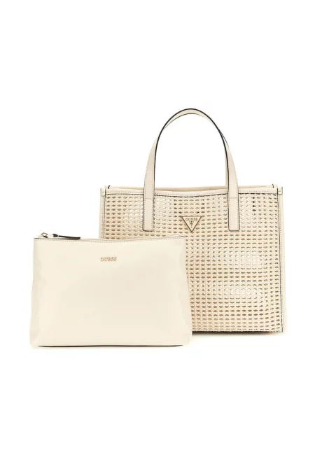 Сплетена шопинг чанта Brigitta и несесер - Мръснобял