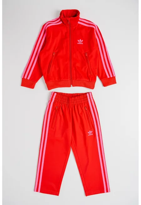 Спортен екип с цип и лого - Червен/Розово