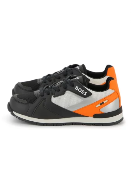 Спортни обувки с еко кожа - Черен/Оранжев