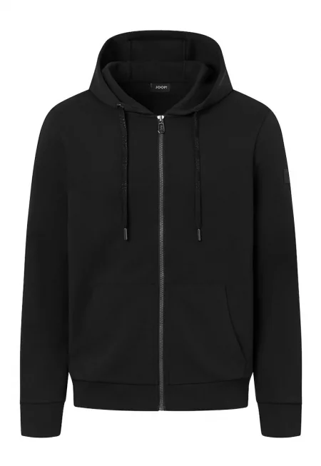 Суитшърт с предни джобове и цип - Черен