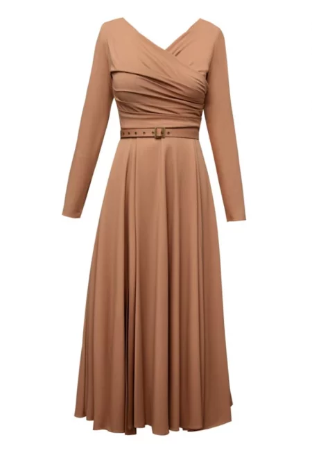 Sunday Lyocell Midi Flared Dress - Камел