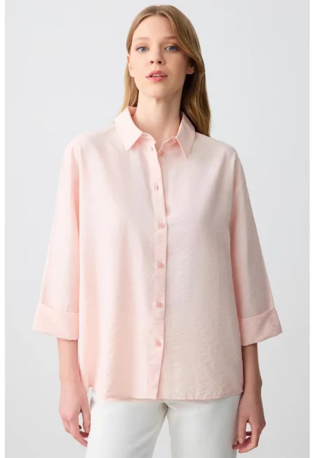 Свободна риза с модал - Бледо розово