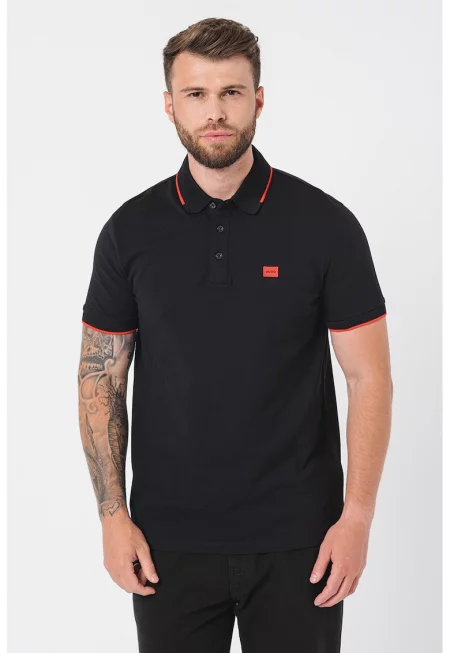 Тениска слим Deresino с яка - Червен/Черен