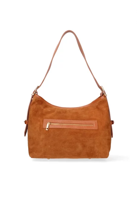 Велурена чанта за рамо Araminta Pro - Канелено кафяво