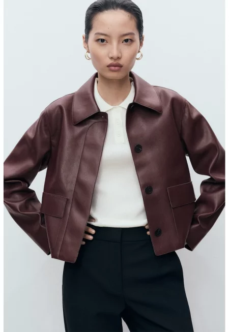 Яке от еко кожа с остра яка